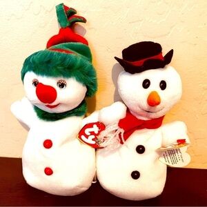 ☃️ TY Beanie Babies Snowball & Snowgirl – Vintage Holiday Pair (1996 & 2000)